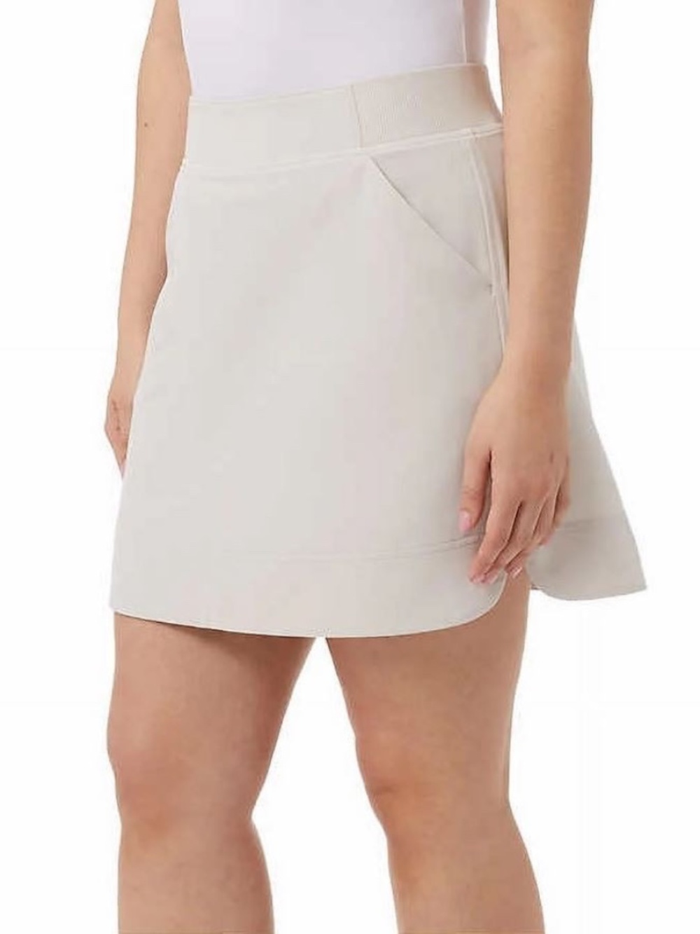32 Degrees Cool Active Pull-On Skort Skirt With Inner Mesh Shorts L Cream FLAW